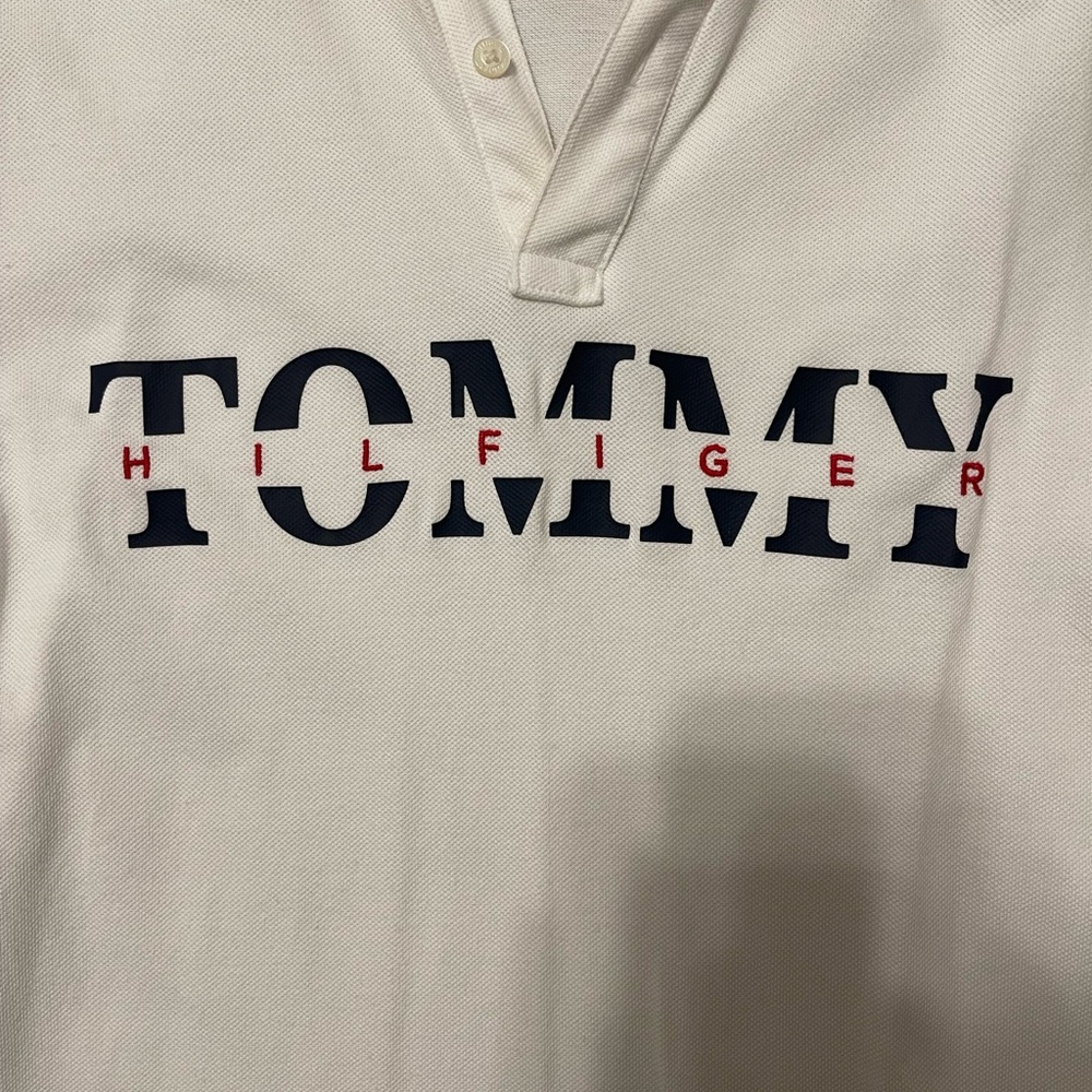 Tommy Hilfiger Cream Polo with Blue Accents - Picture 2 of 5